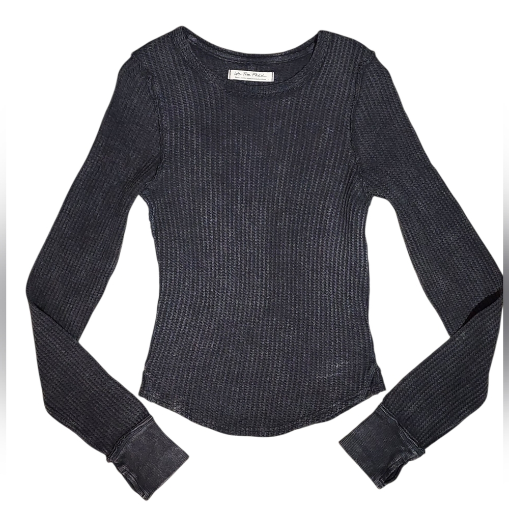 Free People Black Long Sleeve Top